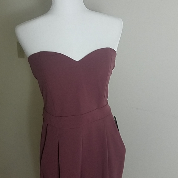 Express purple sweetheart neckline jumpsuit - Picture 2 of 8